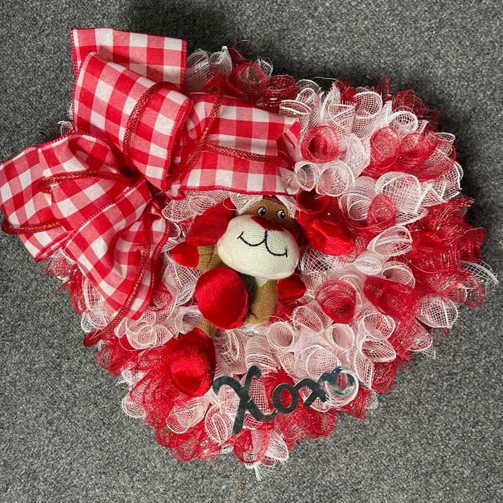 *Valentine's Day Red Heart Dan Dee Plush Wreath for Front Door